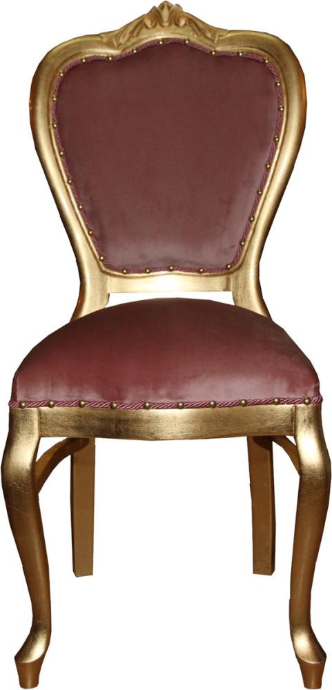 Casa Padrino Barock Luxus Damen Stuhl Rosa / Gold - Damen Schminktisch Stuhl - Limited Edition Bild 1
