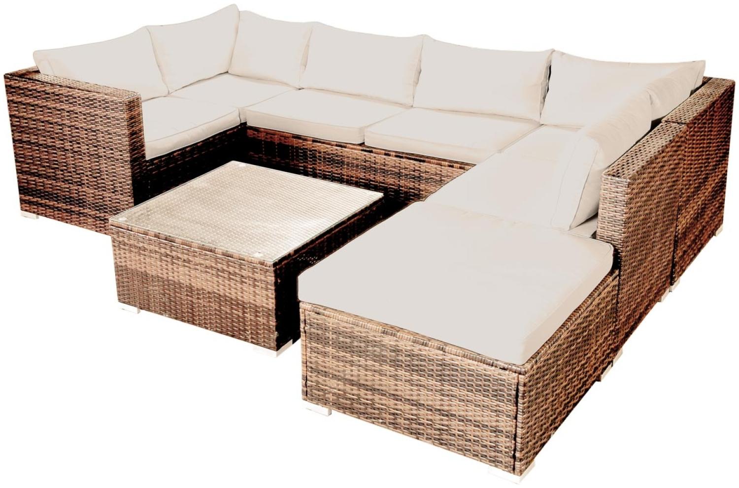 BRAST Gartenmöbel Lounge Sofa Couch Set Serenity Braun Poly-Rattan für 5 Personen Bild 1