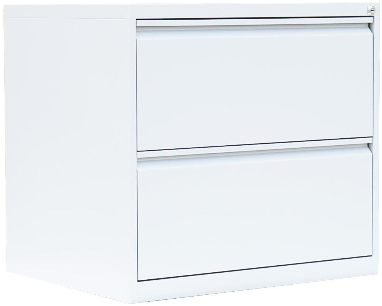 Stahl Büro Hängeregistratur Schrank Bürocontainer 70x76x62cm (HxBxT) mit 2 Schüben doppelbahnig Weiß 561227 Bild 1