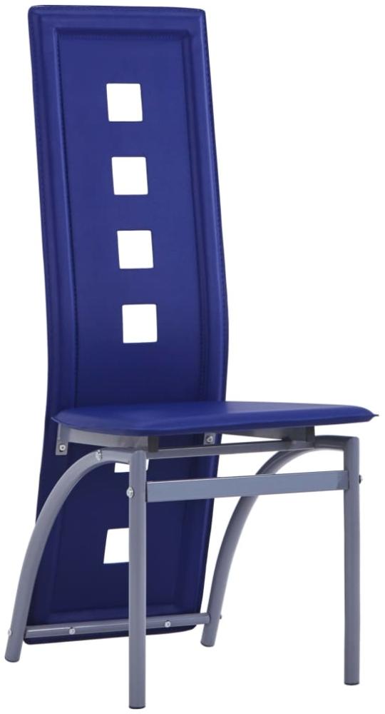 Sets Esszimmerstühle mit Lehne bis zum Boden und Löchern, Kunstleder, 6 Stühle Blau Bild 1