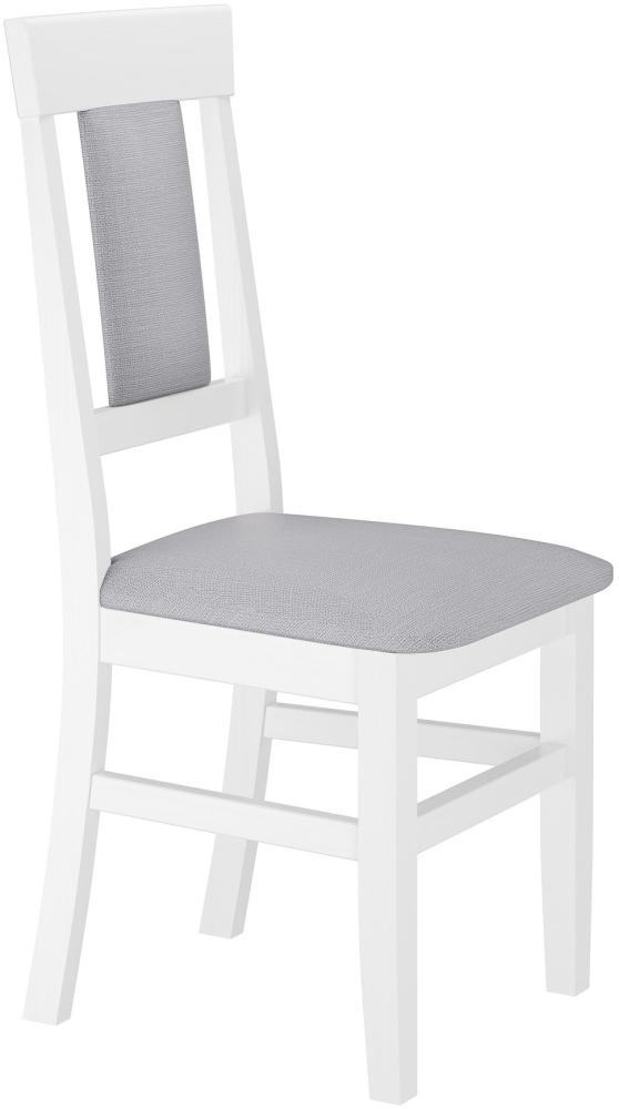 Gepolsterter Massivholz-Stuhl in weiß/grau Bild 1