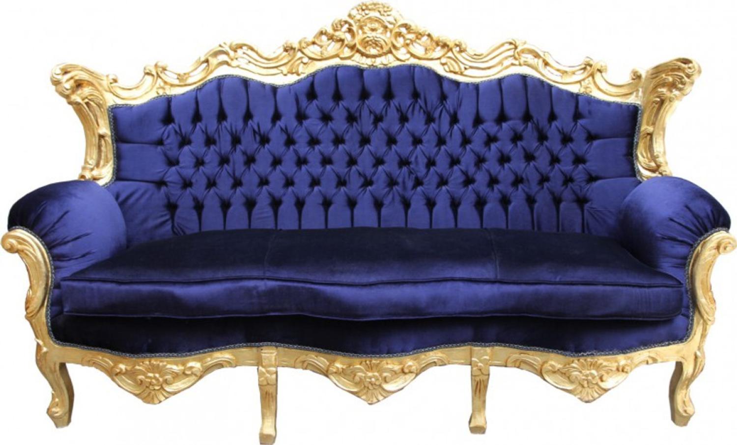 Casa Padrino Barock Sofa Master Royal Blau / Gold - Wohnzimmer Möbel Couch Lounge Bild 1