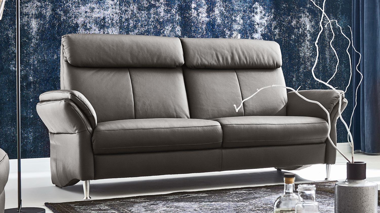 Sofa 2,5-Sitzer FABIO Couch Leder grau Federkern 192 cm Bild 1