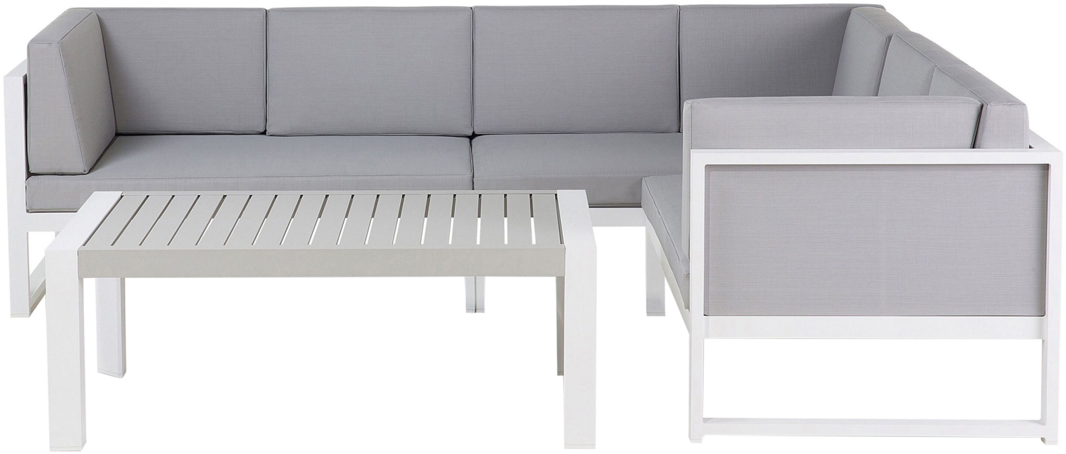 Lounge Set Aluminium weiß 6-Sitzer Auflagen grau CASTELLA Bild 1