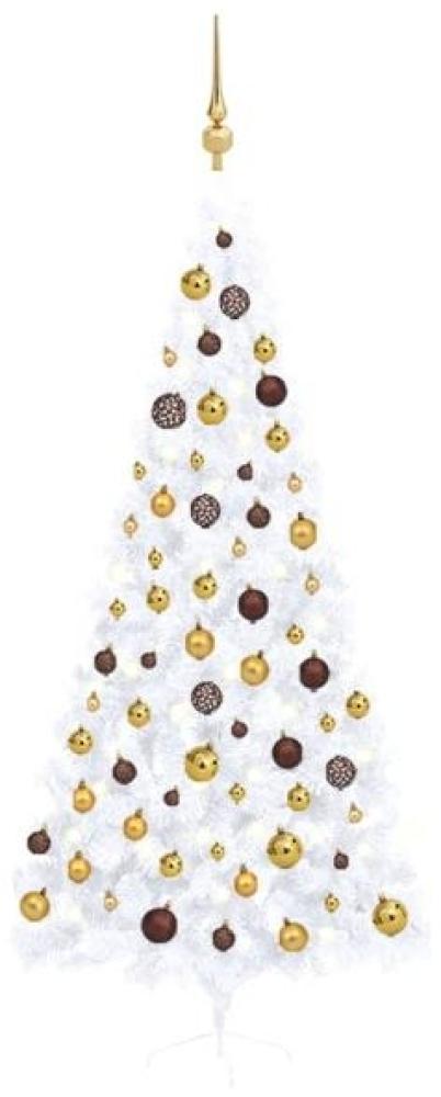 vidaXL Künstlicher Halber Weihnachtsbaum mit LEDs & Kugeln Weiß 240cm Bild 1