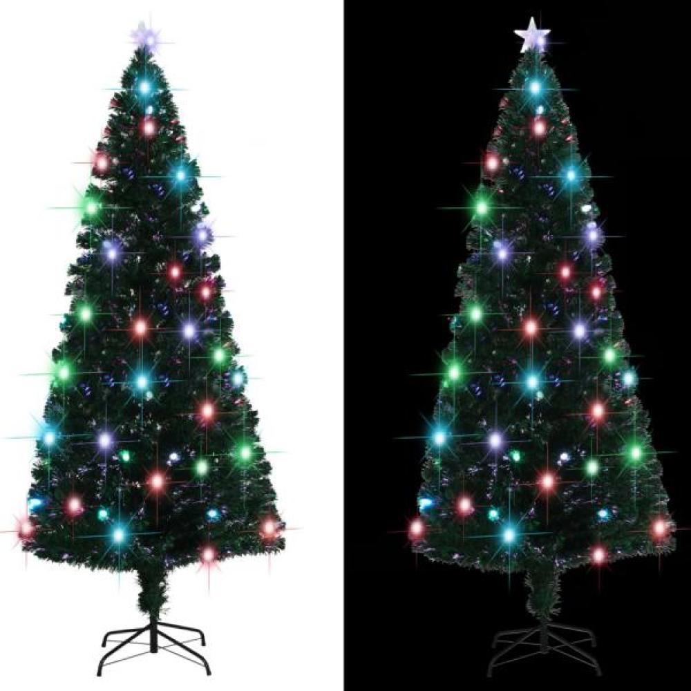 vidaXL Künstlicher Weihnachtsbaum mit Ständer/LED 210 cm Fiberoptik, Mit Beleuchtung [284303] Bild 1
