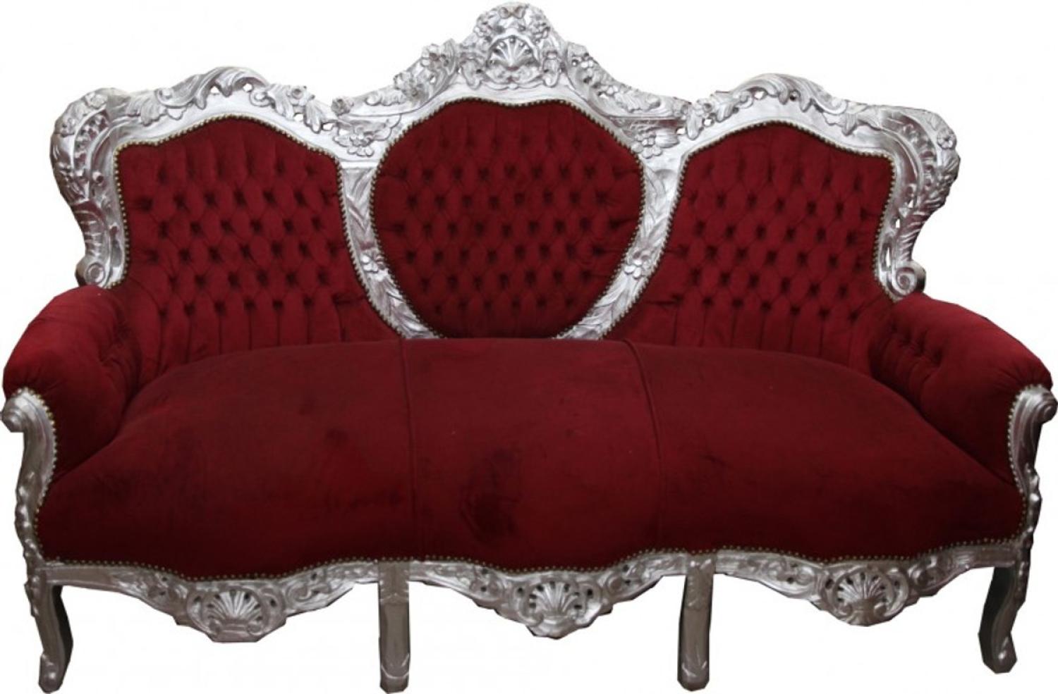 Barock Sofa Garnitur King Bordeaux/Silber - Möbel Antik Stil Bild 1