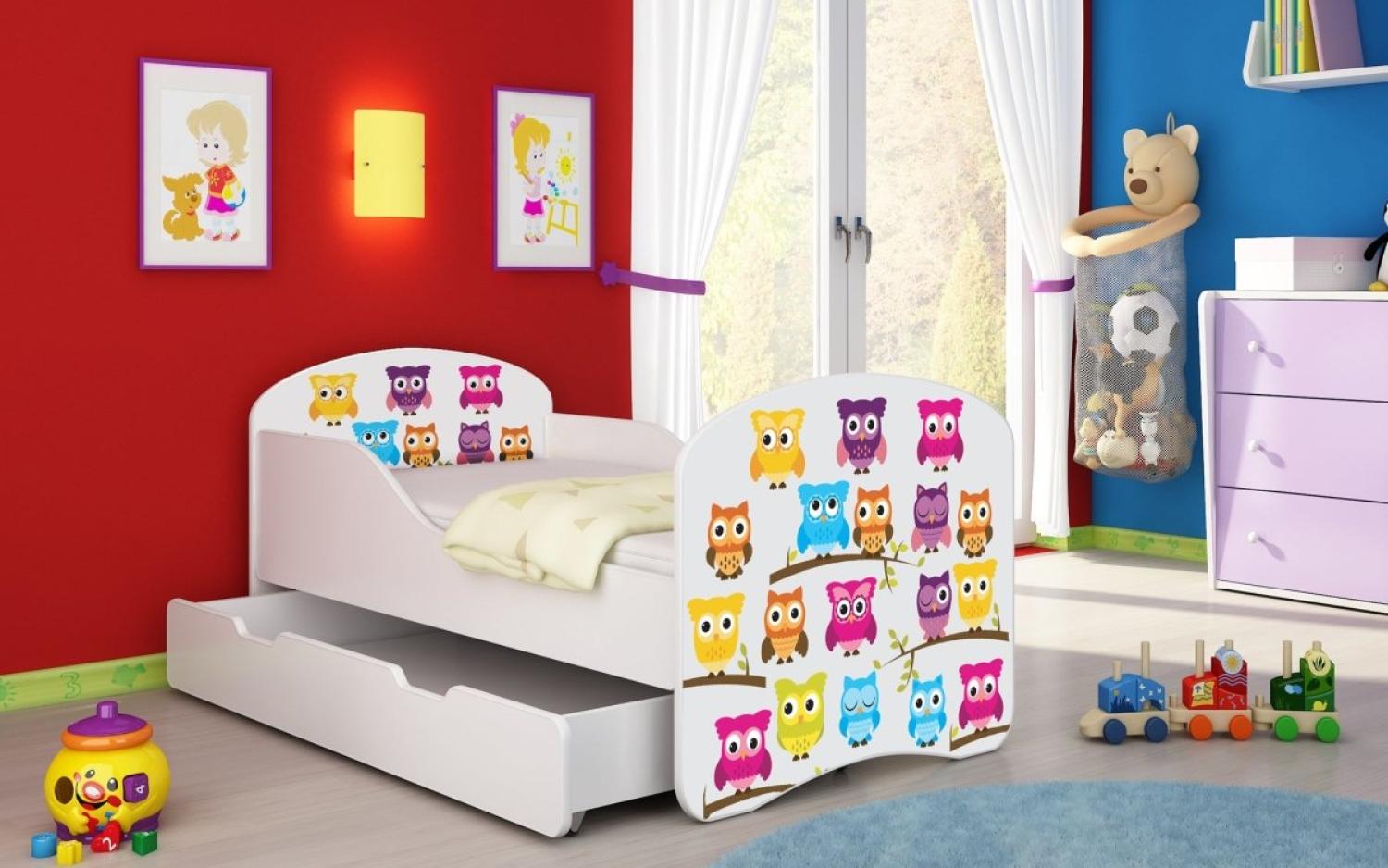 Kinderbett Luna mit Stauraum und verschiedenen Motiven 180x80 Owls Bild 1
