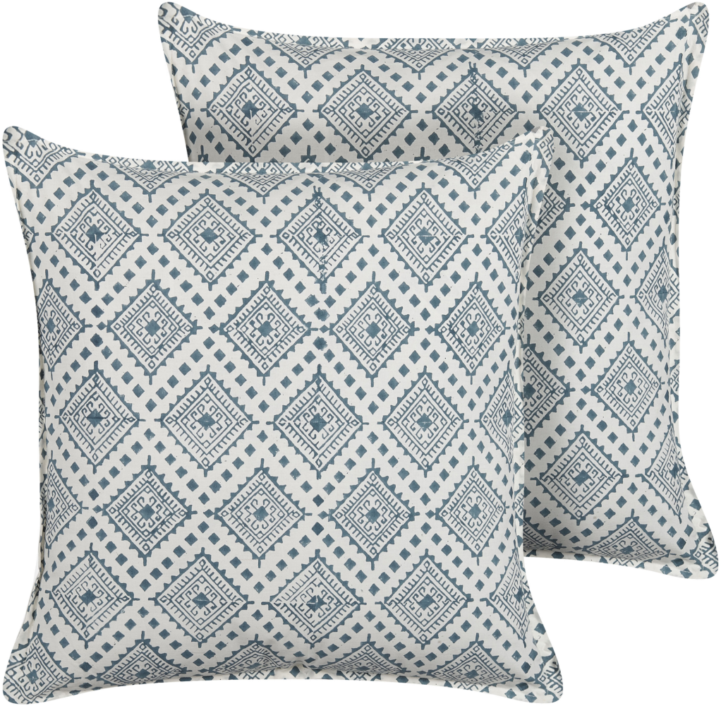 Dekokissen orientalisches Muster Baumwolle dunkelblau weiß 45 x 45 cm 2er Set CORDATA Bild 1