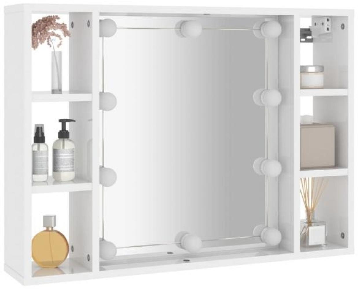 Spiegelschrank mit LED Hochglanz-Weiß 76x15x55 cm Bild 1