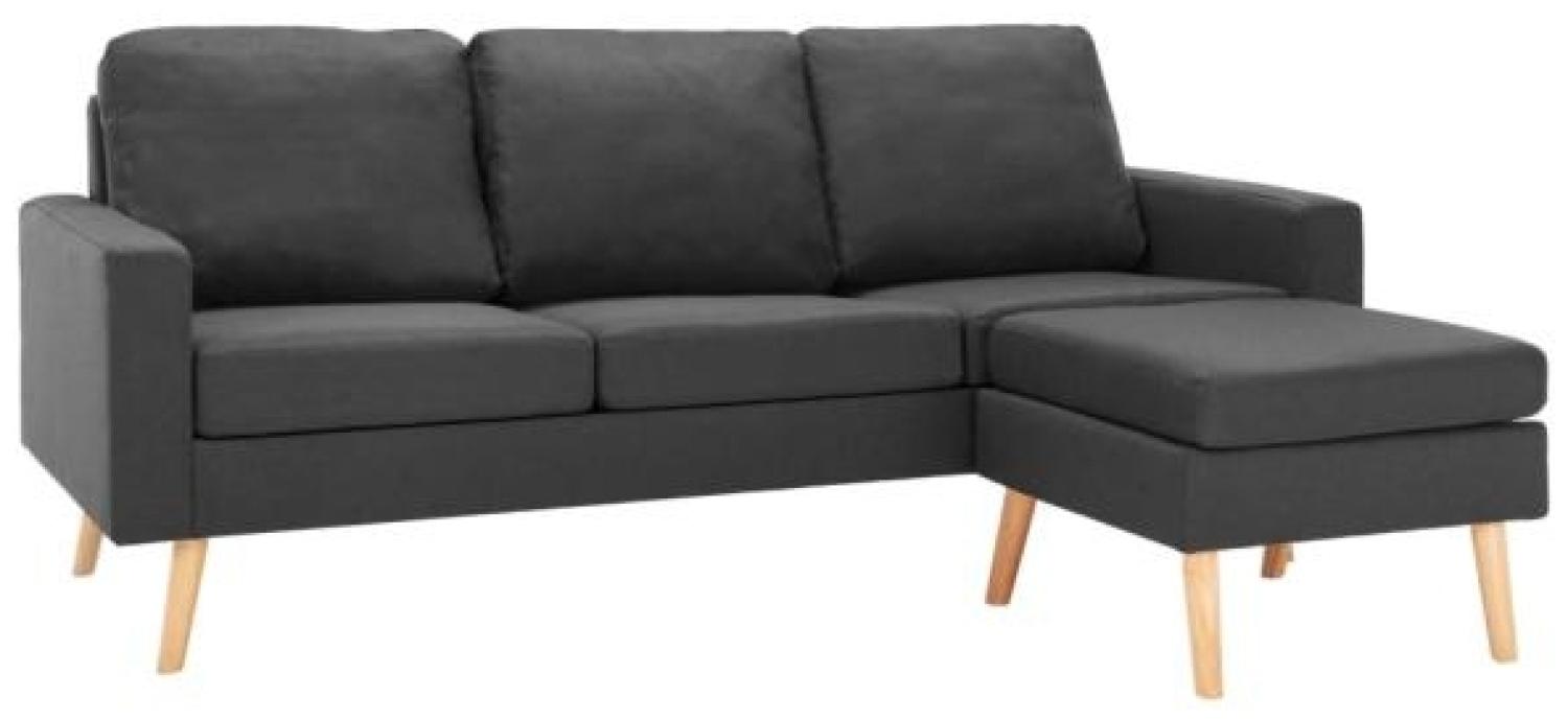 vidaXL 3-Sitzer-Sofa mit Hocker Dunkelgrau Stoff Bild 1