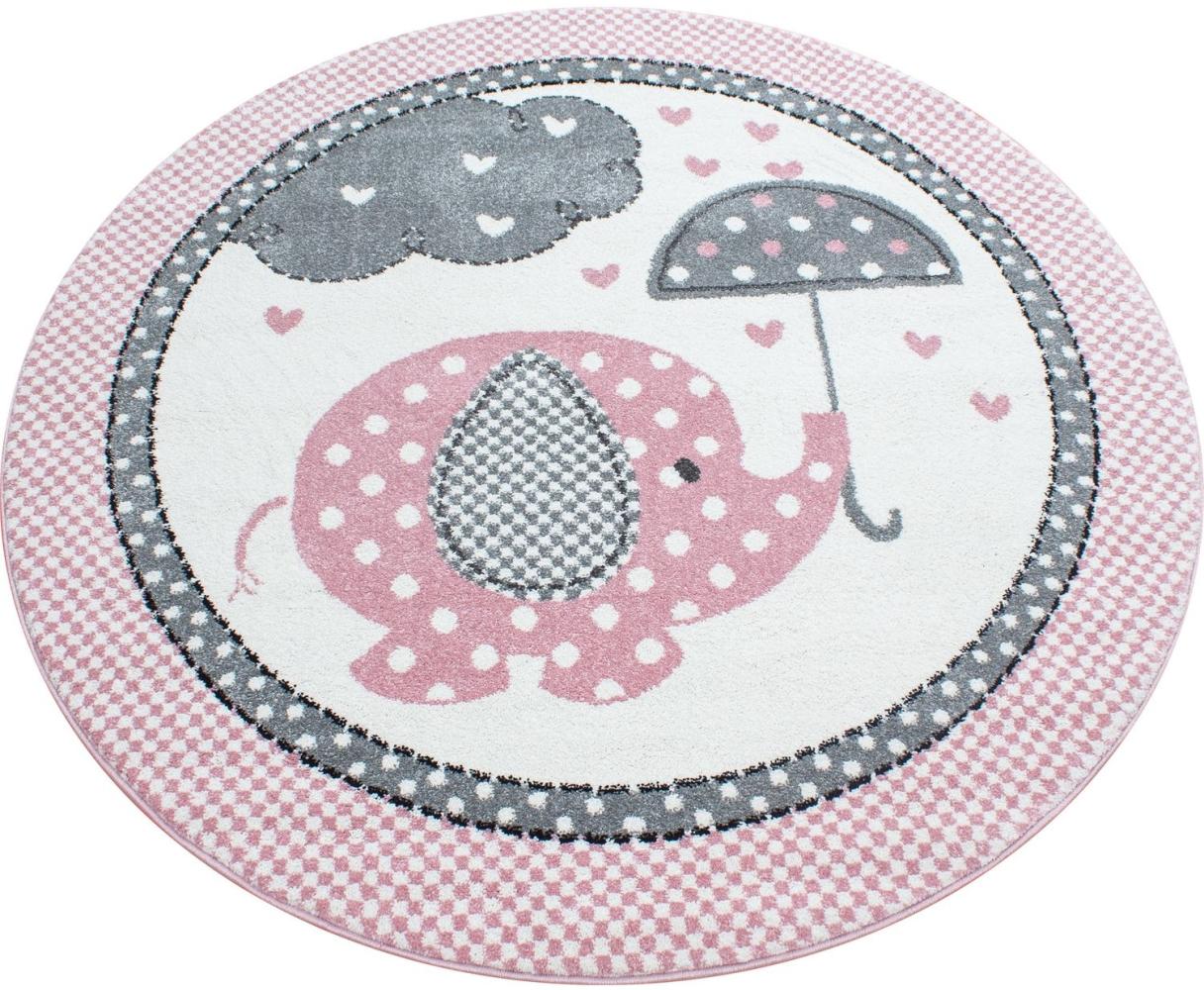 Kinder Teppich Kikki rund - 120 cm Durchmesser - Pink Bild 1