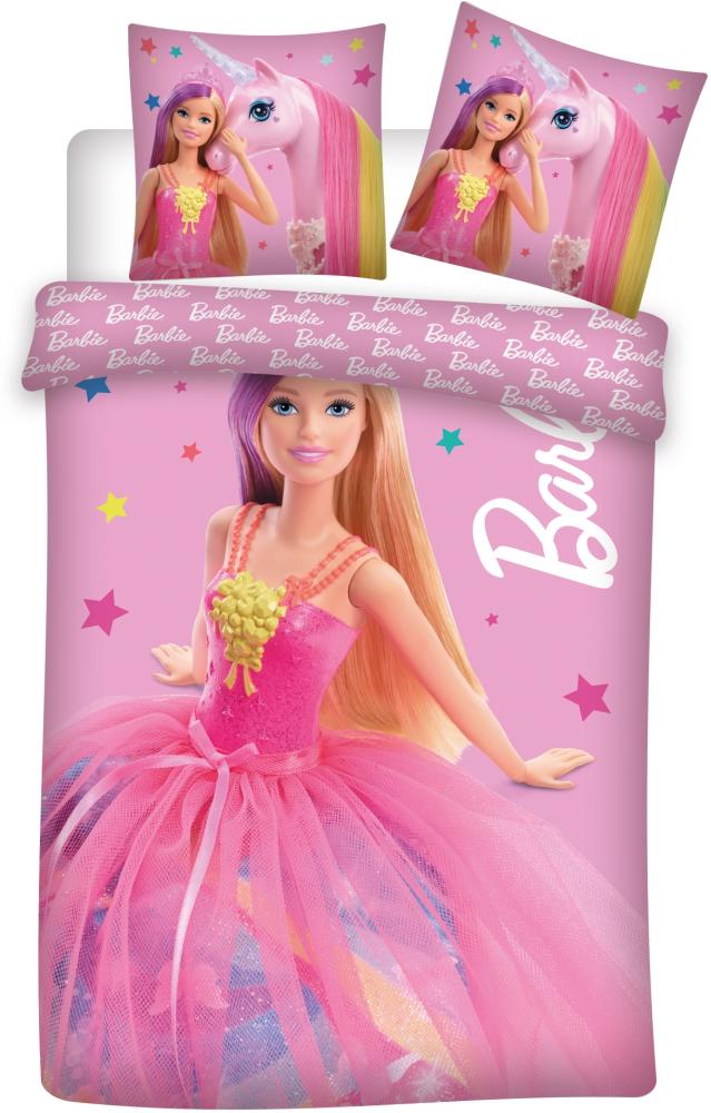 Barbie mit Einhorn Mädchen Wende Bettwäsche 135 x 200 cm 100%Baumwolle Bild 1