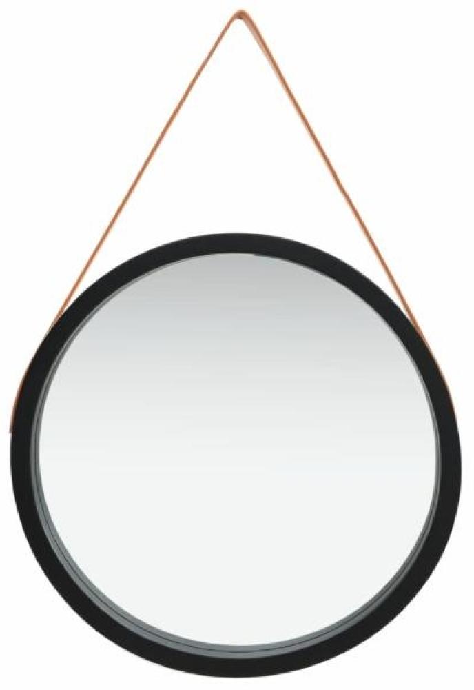 vidaXL Wandspiegel mit Riemen 60 cm Schwarz Bild 1