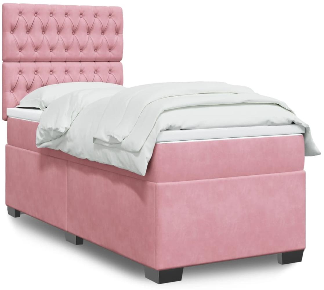 vidaXL Boxspringbett mit Matratze Rosa 90x200 cm Samt 3290821 Bild 1