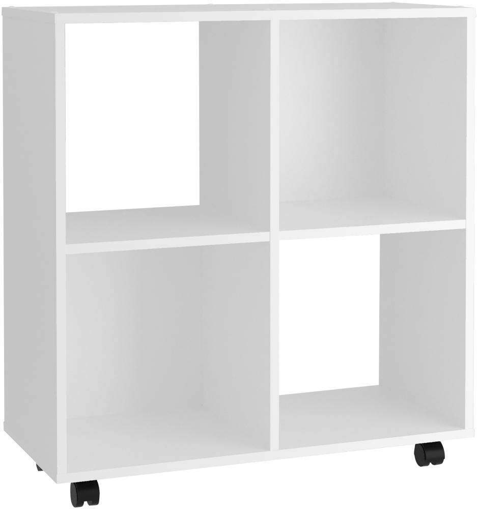 FMD Möbel - SPRINT - Regal mit 4 Fächern auf Rollen - melaminharzbeschichtete Spanplatte - weiß - 72 x 78 x 33cm Bild 1
