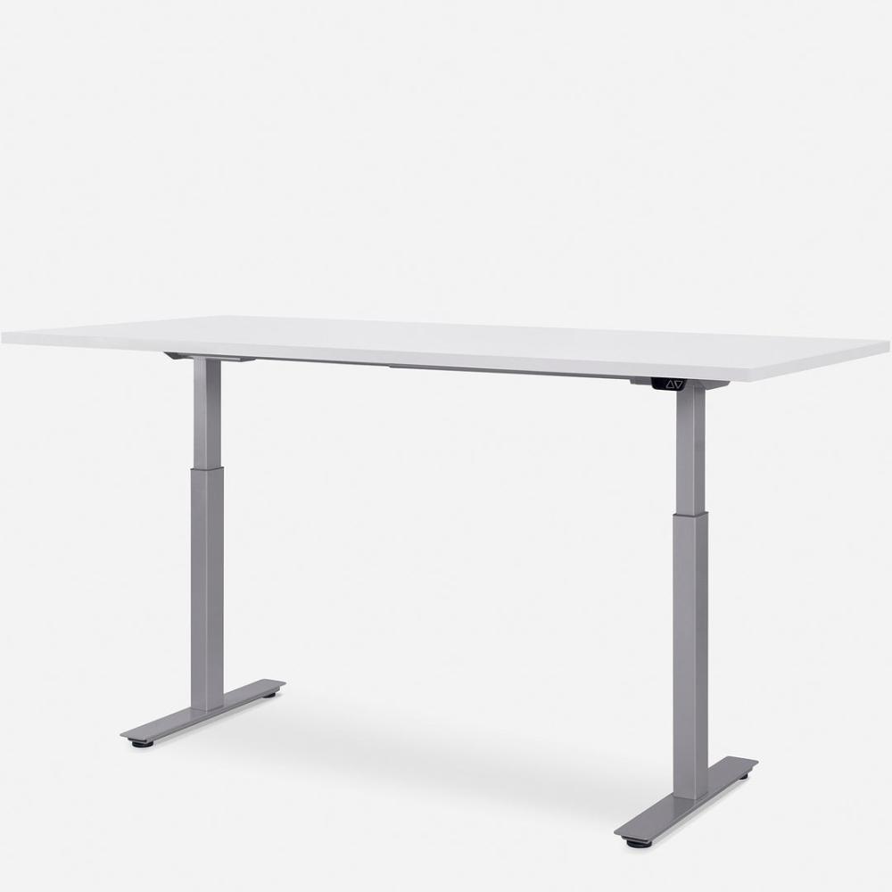 180 x 80 cm WRK21® SMART - Weiss Uni / Grau elektrisch höhenverstellbarer Schreibtisch Bild 1
