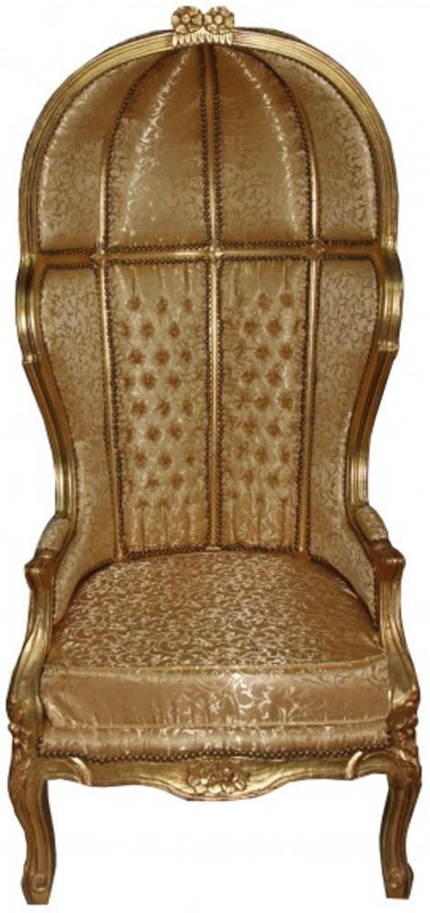 Casa Padrino Barock Thron Sessel Victory Gold Muster / Gold - Balloon Chair -Thron Stuhl Tron Bild 1