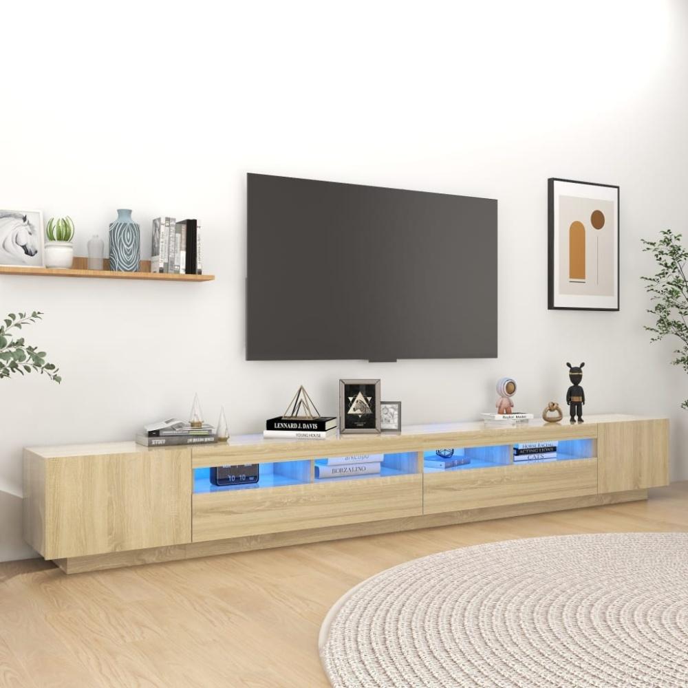 TV-Schrank mit LED-Leuchten Sonoma-Eiche 300x35x40 cm Bild 1