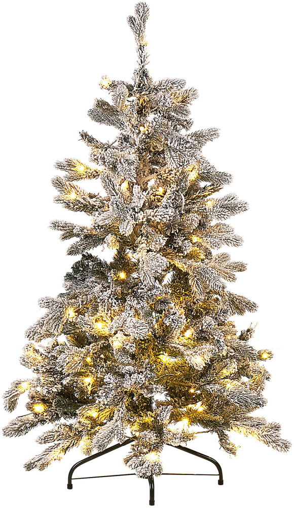 Künstlicher Weihnachtsbaum mit LED Beleuchtung schneebedeckt 120 cm weiß TATLOW Bild 1