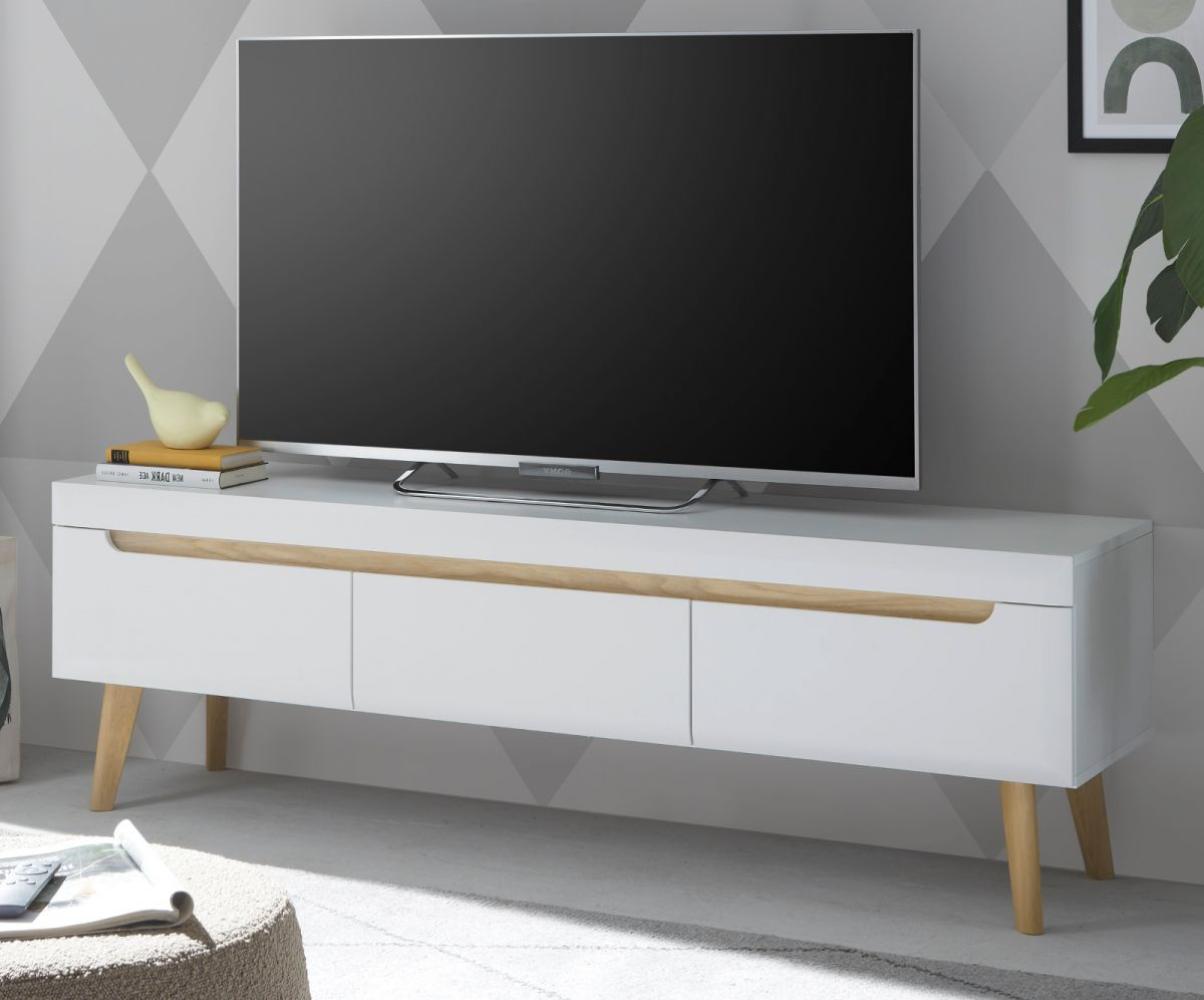 TV-Lowboard Isgard in weiß und Eiche 160 cm Bild 1