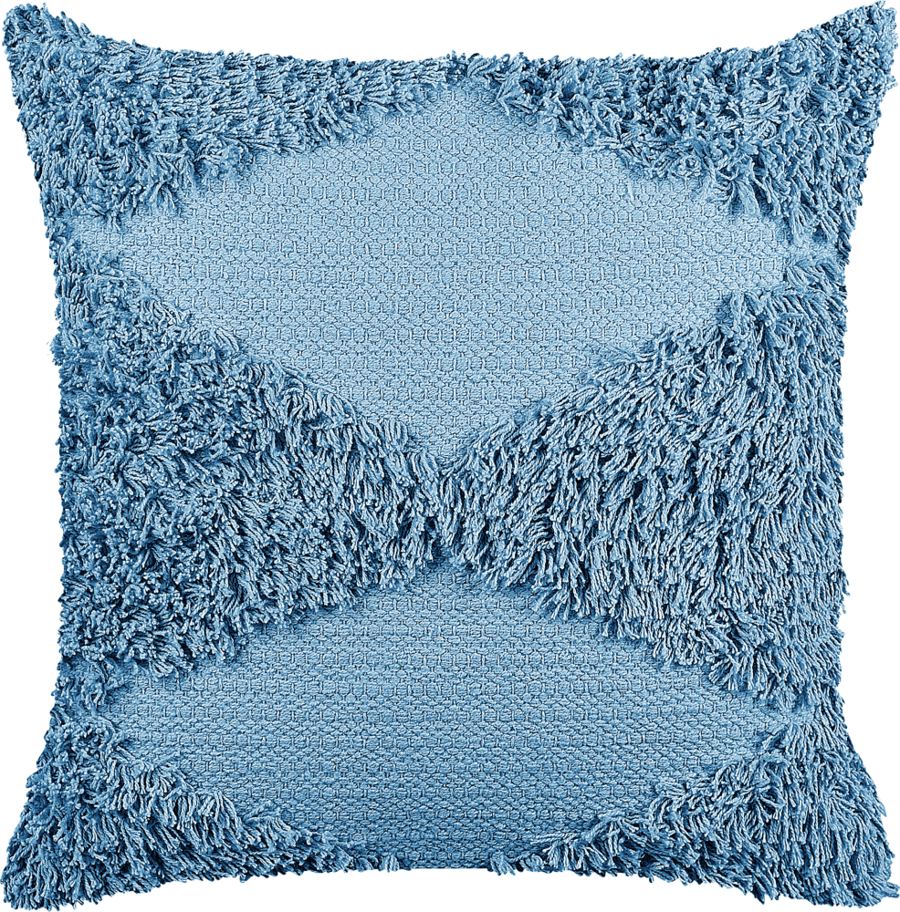 Dekokissen geometrisches Muster Baumwolle blau getuftet 45 x 45 cm RHOEO Bild 1