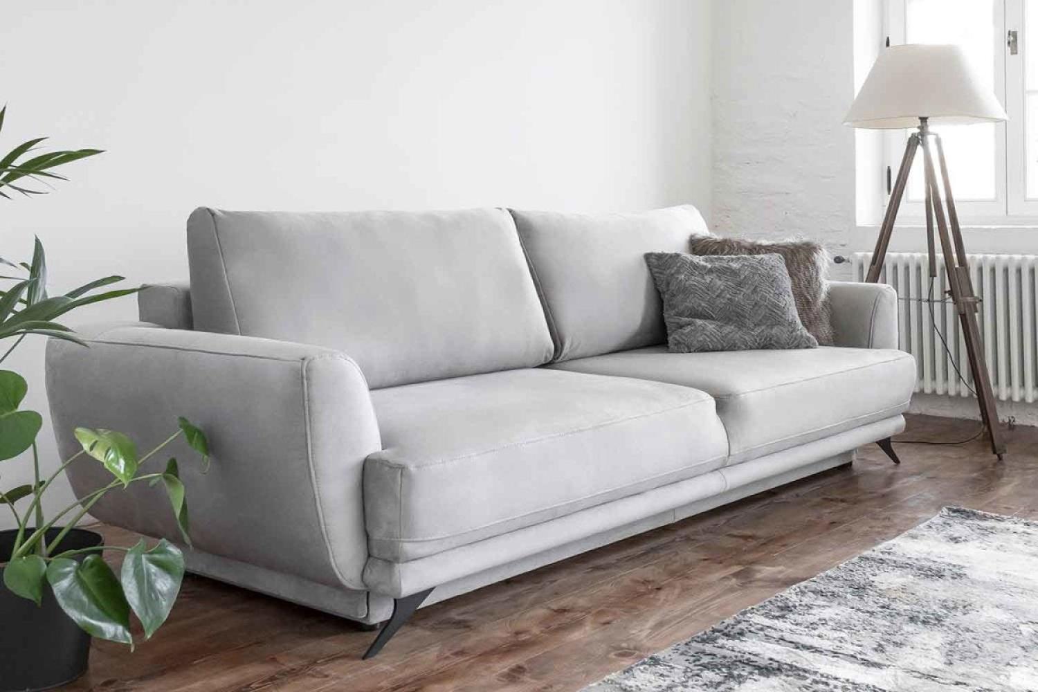 Designer Sofa Megan mit Schlaffunktion und Stauraum Grau Bild 1