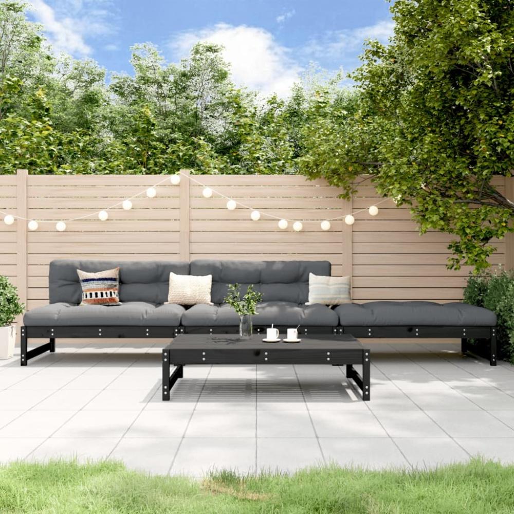 vidaXL 4-tlg. Garten-Lounge-Set Schwarz Massivholz Kiefer Bild 1