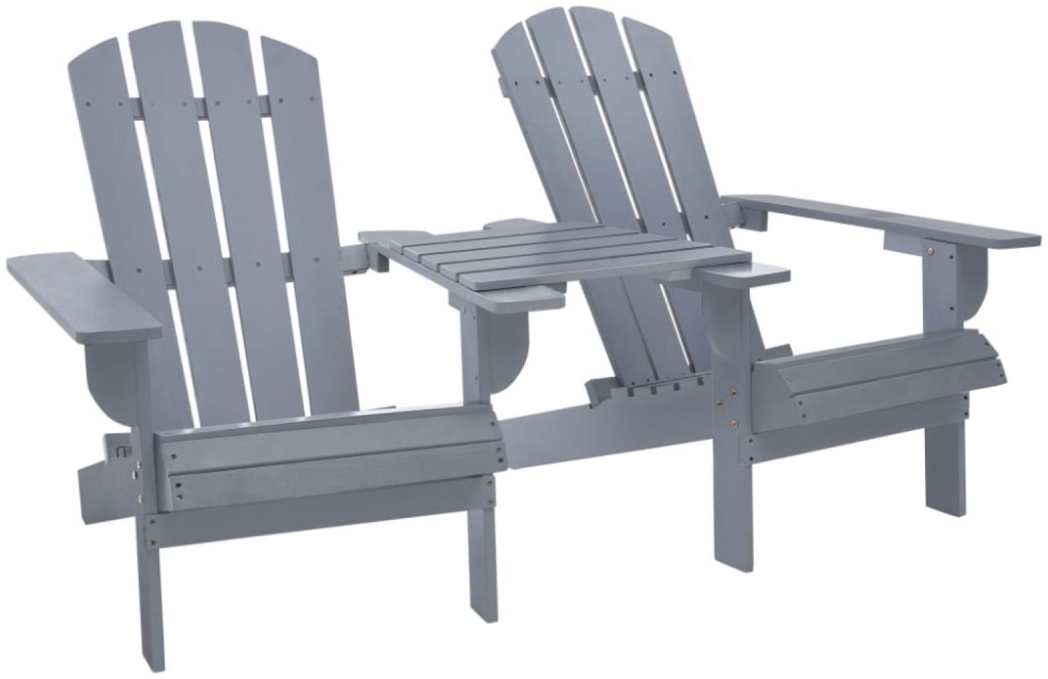 vidaXL Garten-Adirondack-Stühle mit Teetisch Massivholz Tanne Grau Bild 1