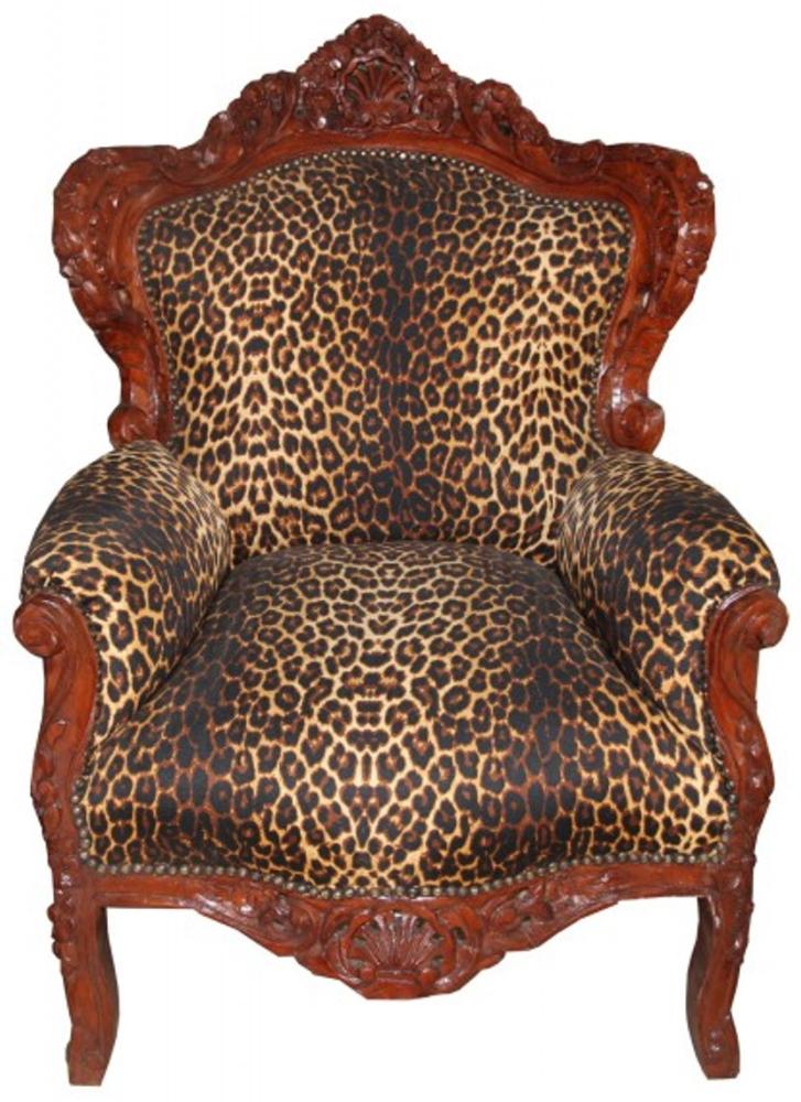 Casa Padrino Barock Sessel "King" Leopard/Braun- Antik Stil Bild 1