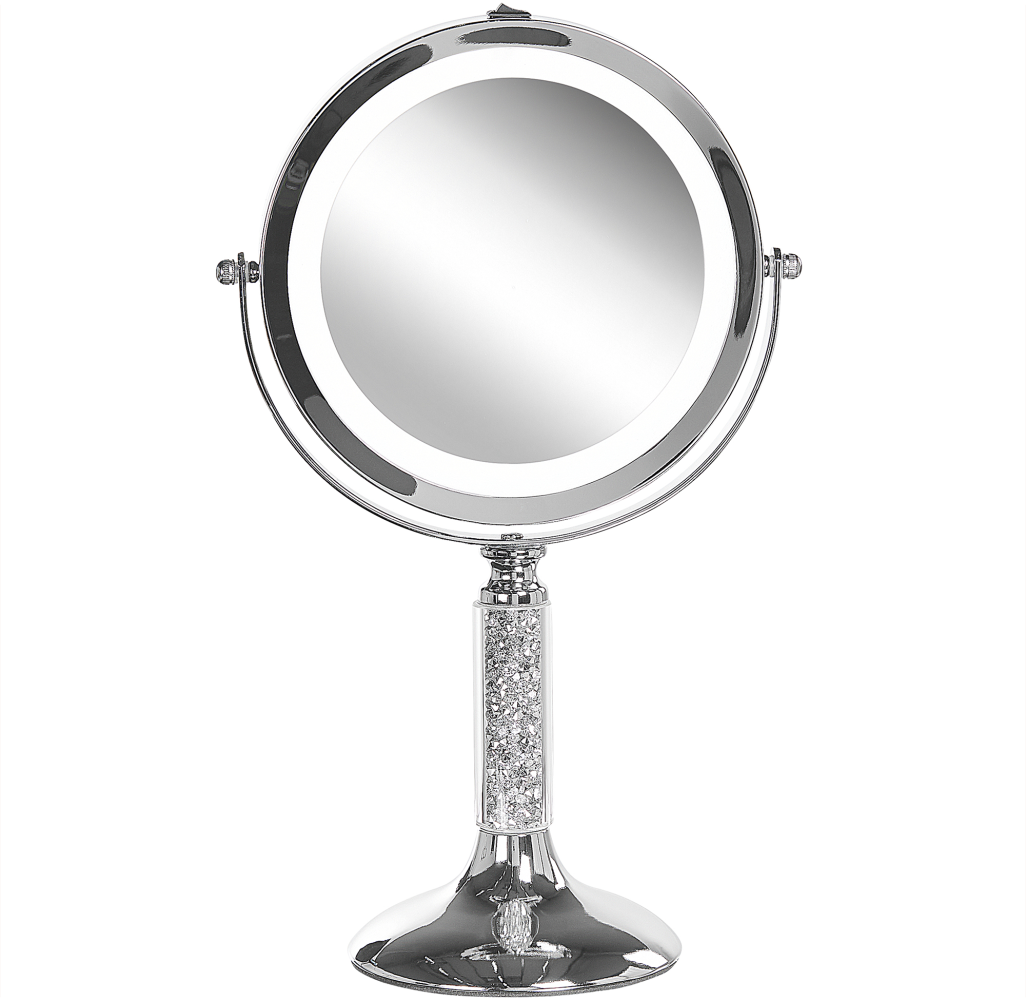 Kosmetikspiegel silber mit LED-Beleuchtung ø 18 cm BAIXAS Bild 1