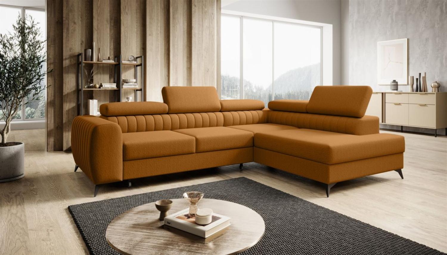 Ecksofa Schlafsofa Sofa FARGO in Stoff Vogue Amber Ottomane Rechts Bild 1