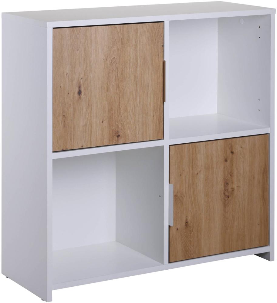 Regal Bücherregal PEPETO 2TW mit 2 Türen Optik: Weiß / Artisan Eiche Bild 1