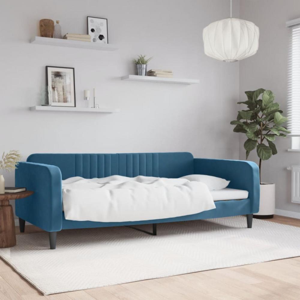 Tagesbett Blau 100x200 cm Samt (Farbe: Blau) Bild 1