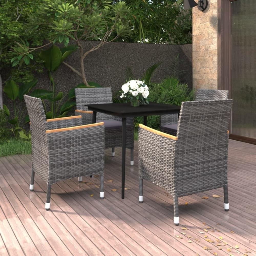 vidaXL 5-tlg. Garten-Essgruppe mit Auflagen Poly Rattan und Glas Bild 1