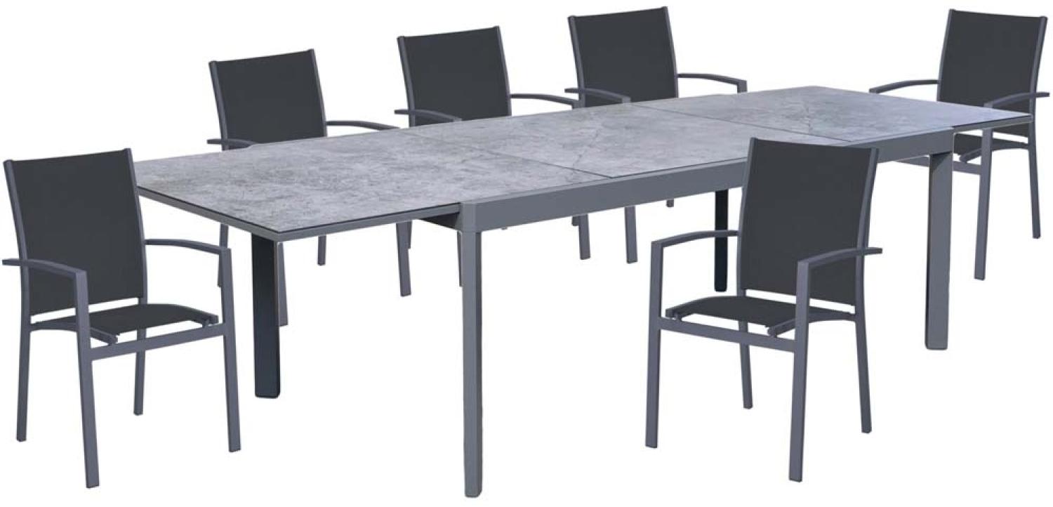 Tischgruppe NEREA, 7 teilig, Aluminium, Keramik, graphit Bild 1