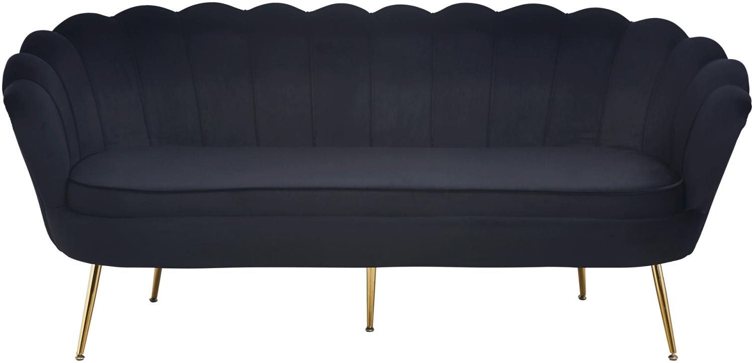 Muschelsofa 3-Sitzer Samt Schwarz Couch Sofa Lounge Couchgarnitur Polstersofa Bild 1