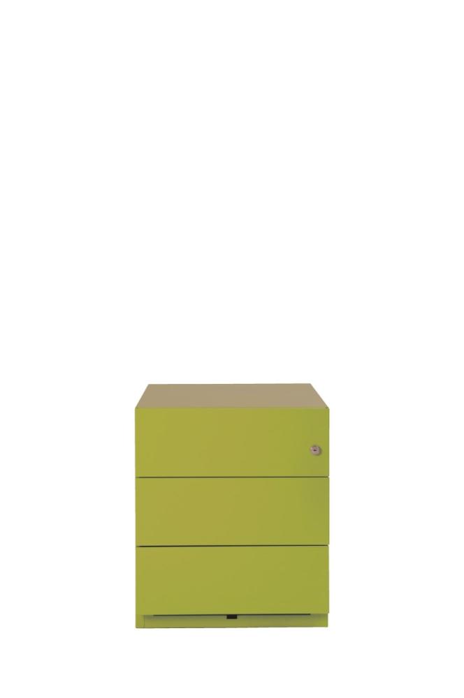 Rollcontainer Note™ mit Griffleiste, 3 Universalschubladen, Farbe grün Bild 1