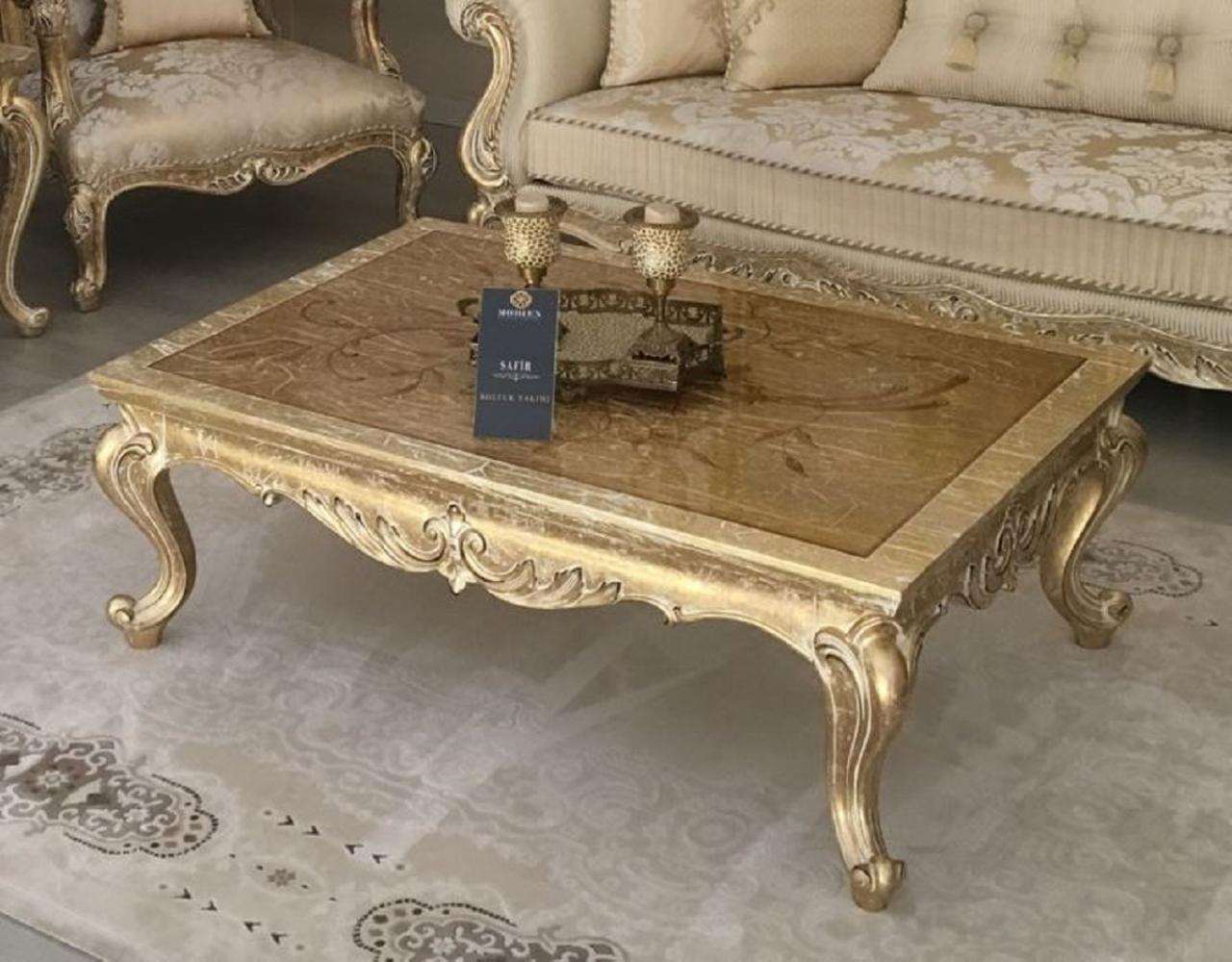 Casa Padrino Luxus Barock Couchtisch Antik Gold - Handgefertigter Massivholz Tisch im Barockstil - Barock Wohnzimmer Möbel - Edel & Prunkvoll Bild 1