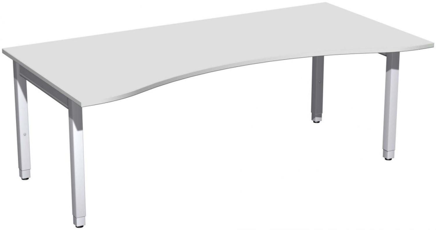 Schreibtisch '4 Fuß Pro Quadrat' Ergonomieform höhenverstellbar, 200x100x68-86cm, Lichtgrau / Silber Bild 1
