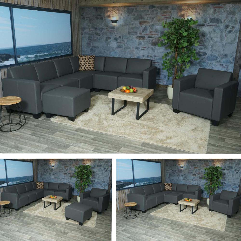 Modular Sofa-System Couch-Garnitur Lyon 6-2, Kunstleder ~ dunkelgrau Bild 1