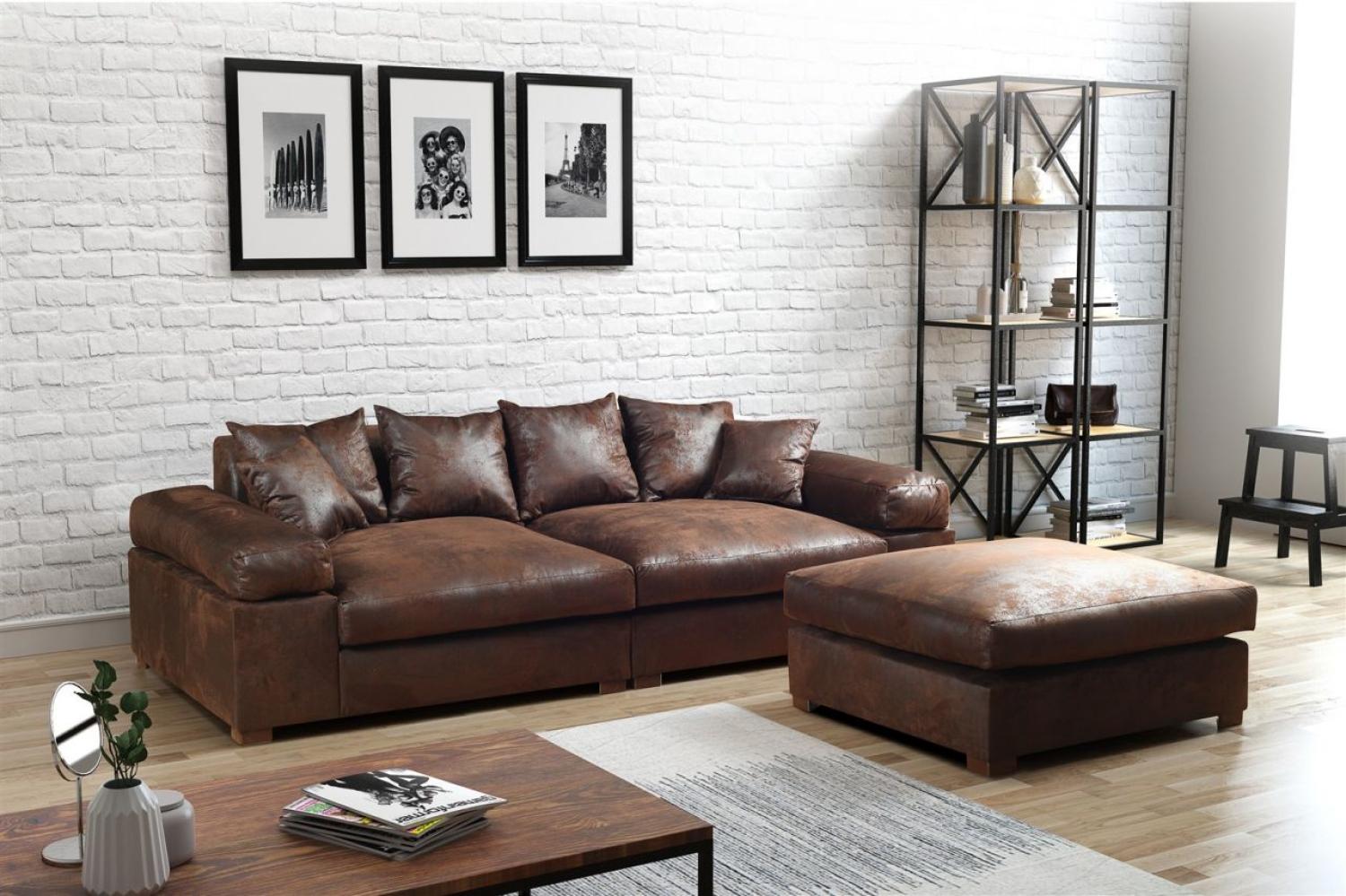 Big Sofa Megasofa Riesensofa AREZZO - Vintage Braun inkl. Hocker Bild 1