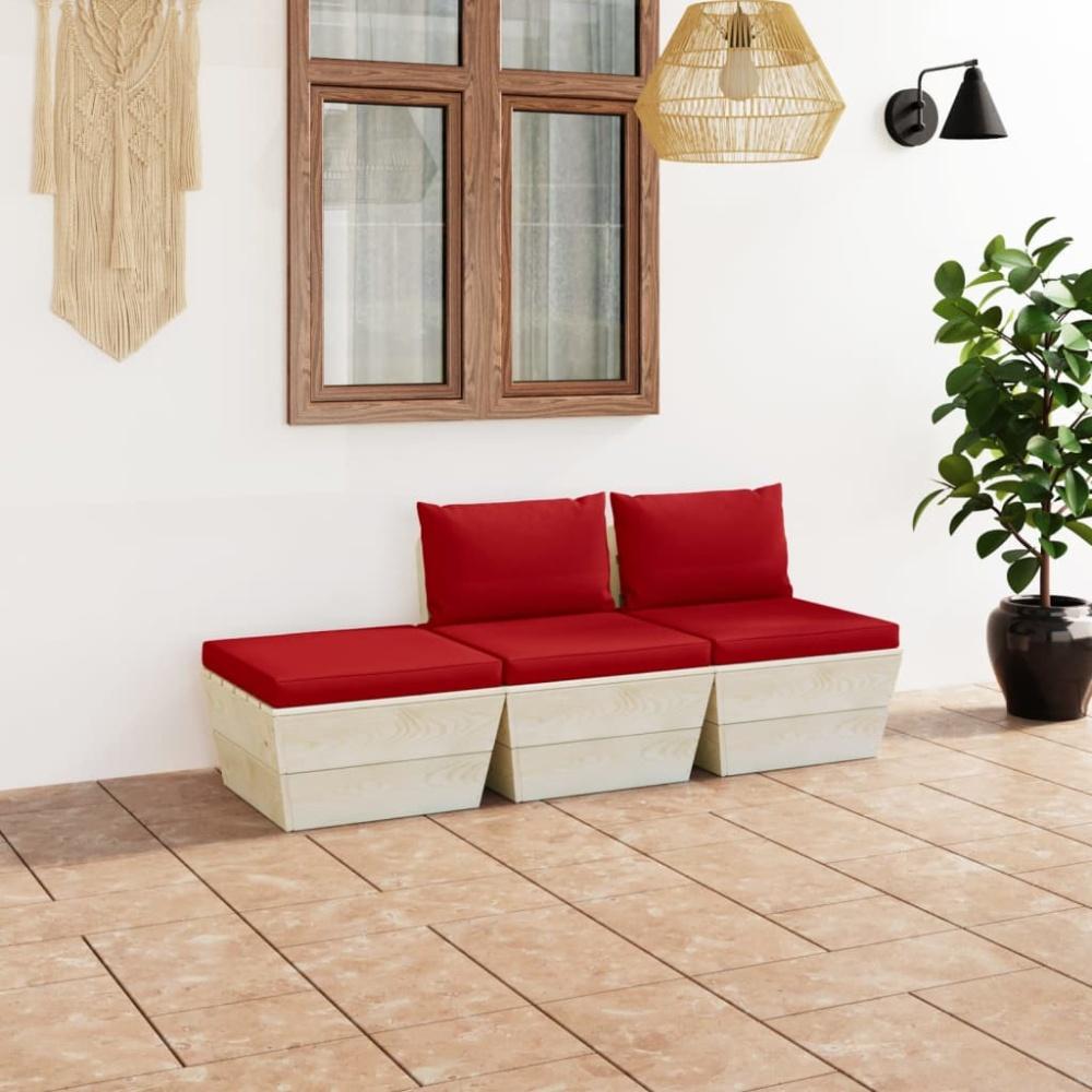 vidaXL 3-tlg. Garten-Sofagarnitur aus Paletten mit Kissen Fichtenholz Bild 1