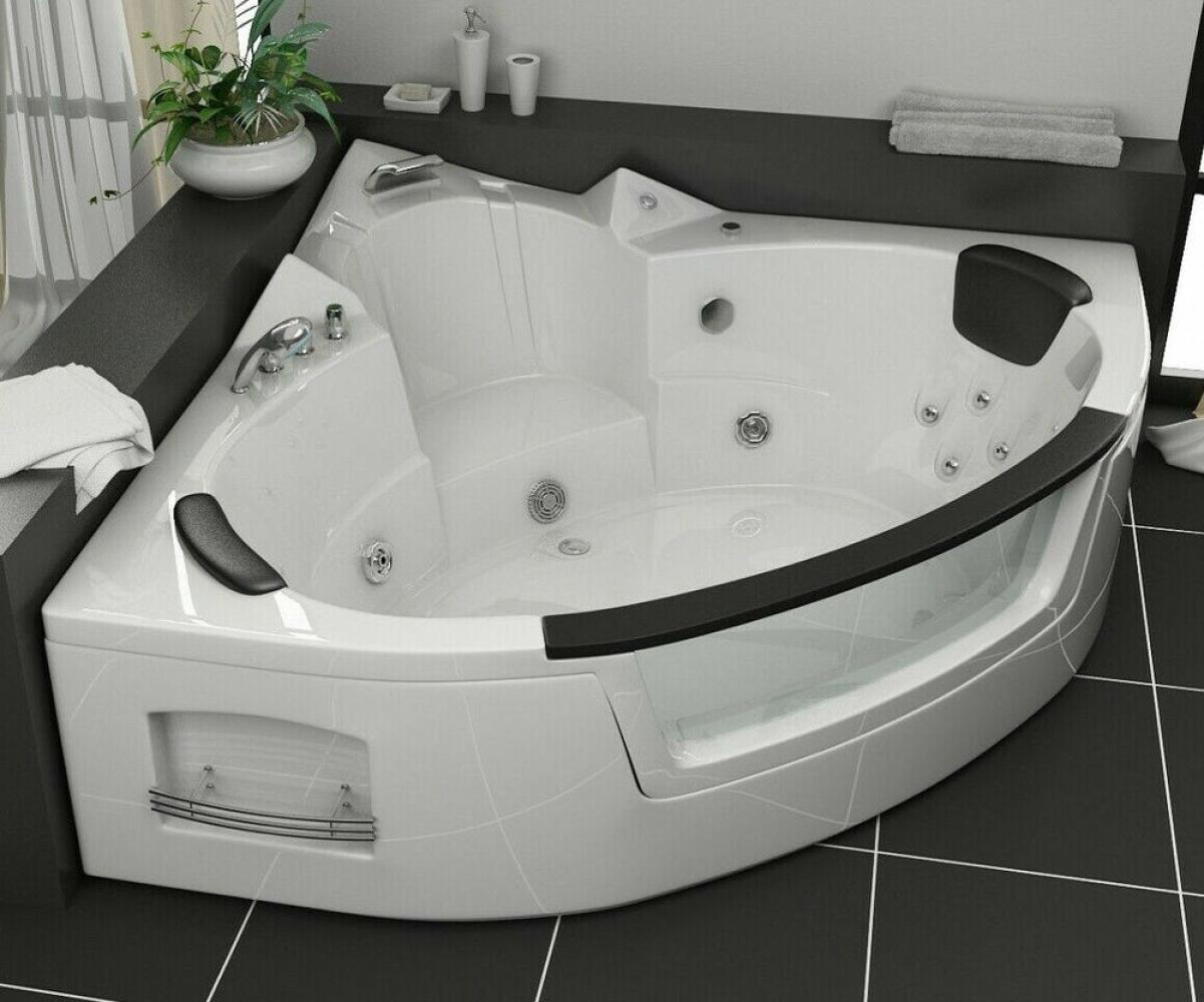 Luxus LED Whirlpool Badewanne SET 152x152cm +Armaturen +Hydrojet+Wasserfall 2024 Bild 1