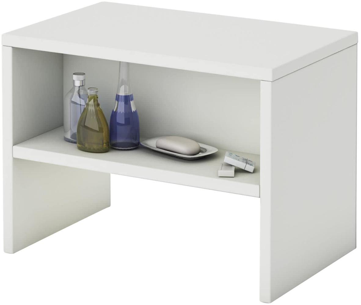 CARO-Möbel Nachttisch NEY Nachtschrank Beistelltisch mit offenem Fach in weiß Bild 1