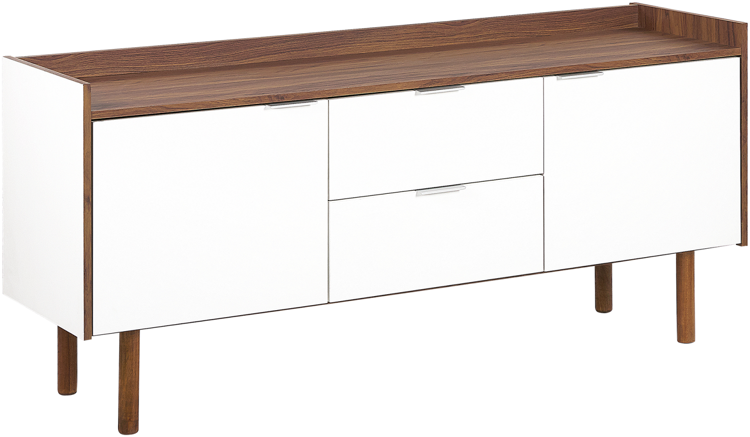 Sideboard weiß / dunkler Holzfarbton 2 Schränke 2 Schubladen MADERA Bild 1