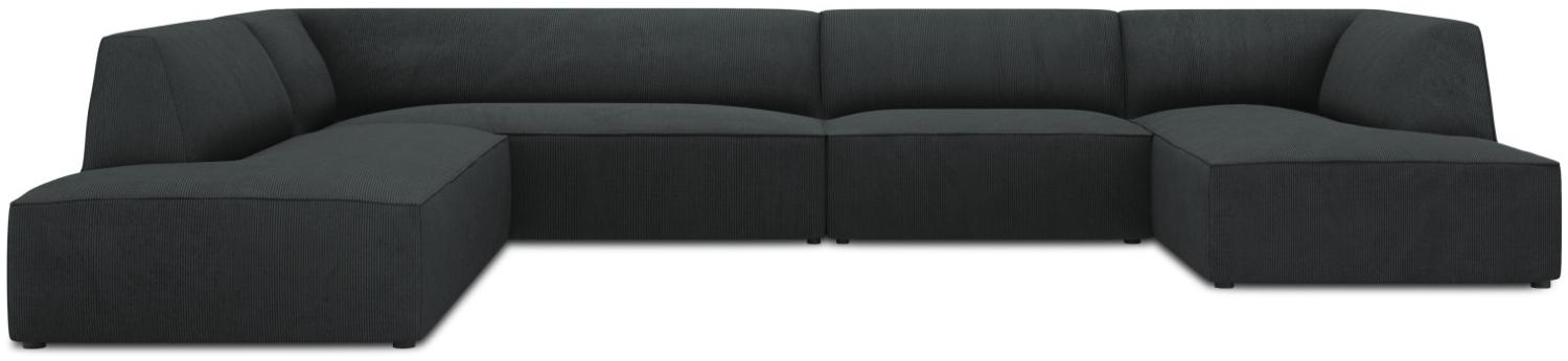 Micadoni 7-Sitzer Panorama Ecke links Sofa Ruby | Bezug Black | Beinfarbe Black Plastic Bild 1