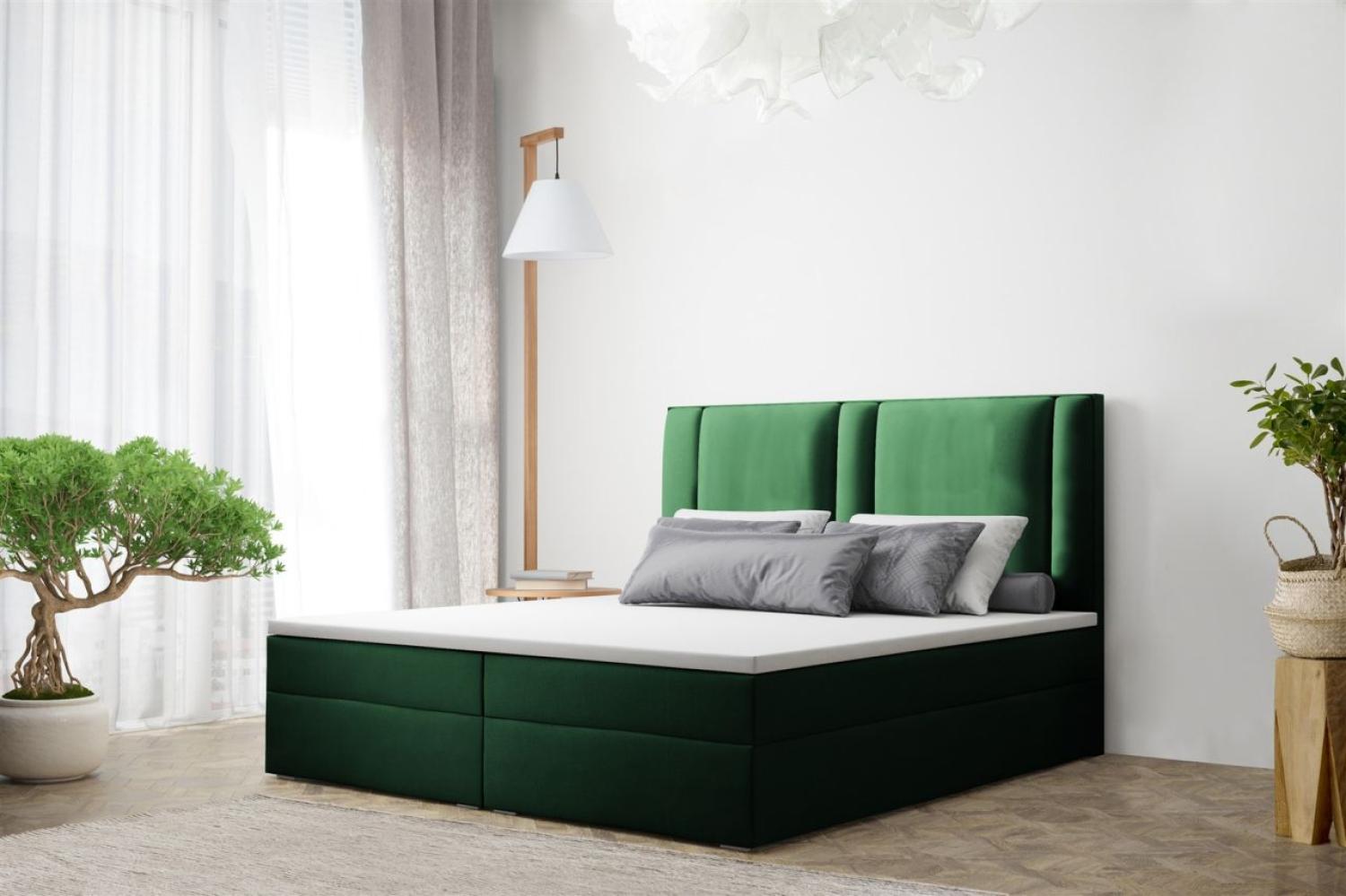 Boxspringbett Schlafzimmerbett CANDELA 160x200cm in Stoff Grün Bild 1