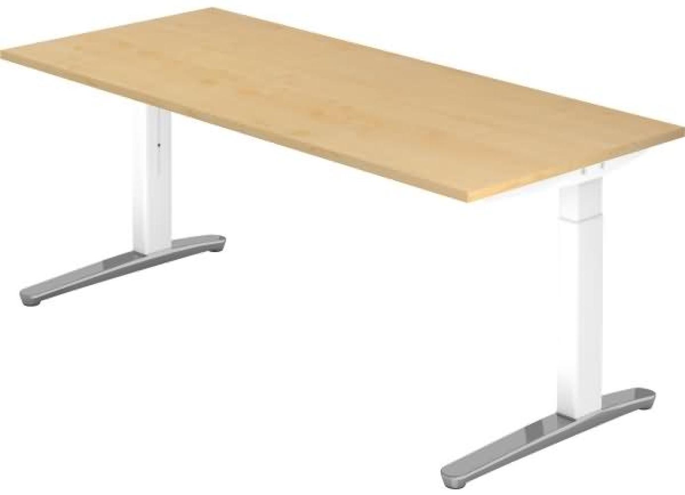 'XB19' Schreibtisch, C-Fuß, poliert, 180x80cm, Ahorn / Weiß Bild 1