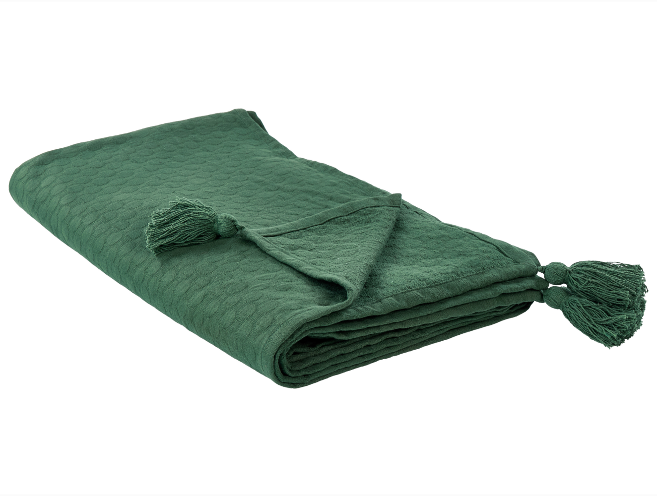 Decke Baumwolle grün mit Quasten 150 x 200 cm LINDULA Bild 1